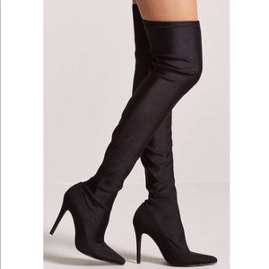 Black Over-the-knee Sock Boots